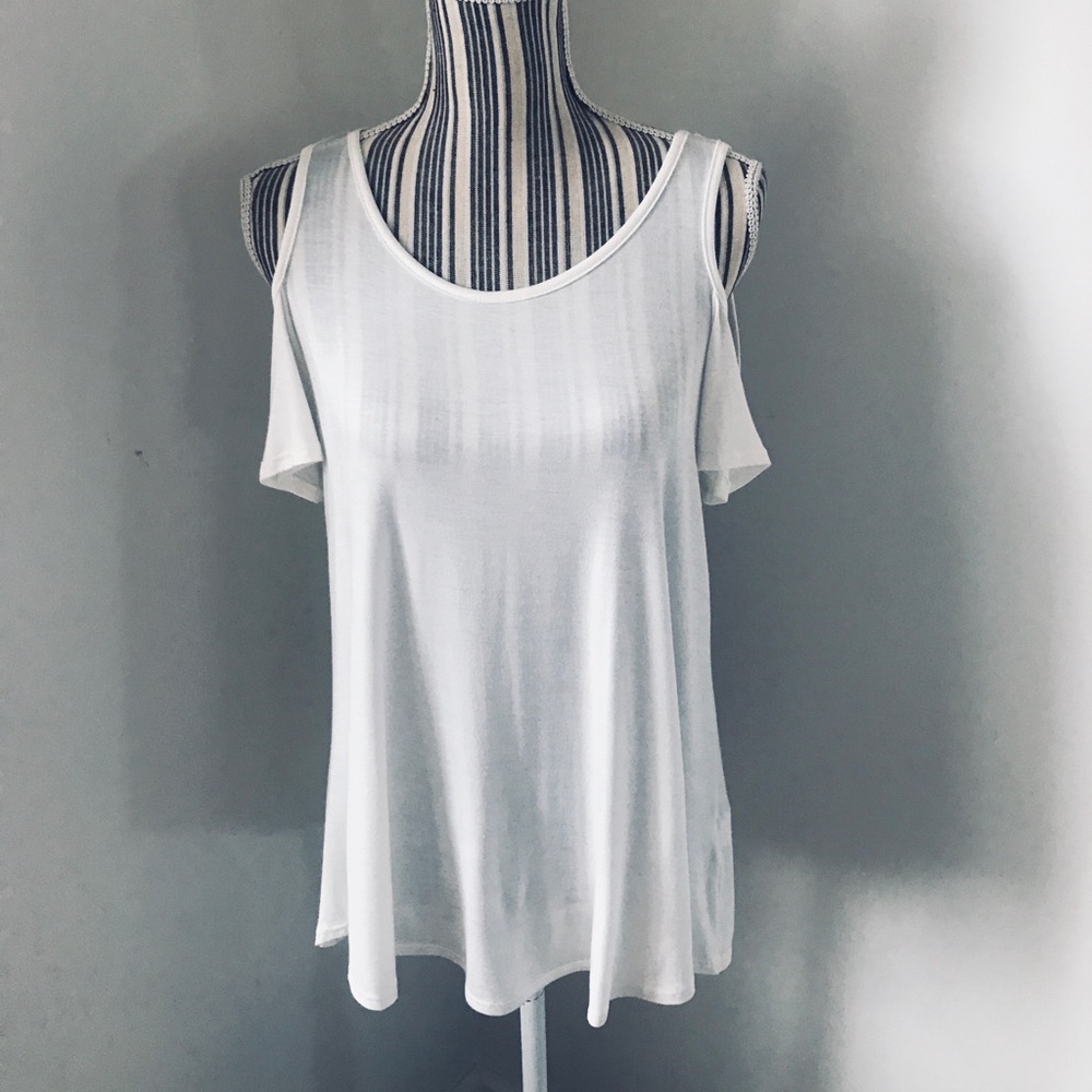 White Cold Shoulder Top - Picture 2 of 7
